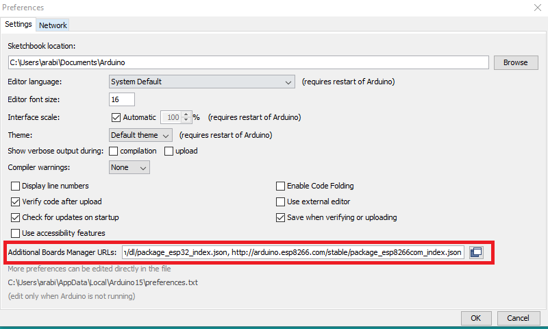 Arduino IDE Setup