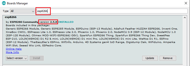 Arduino config